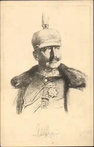 Künstler Ak Kaiser Wilhelm II., Portrait in Uniform