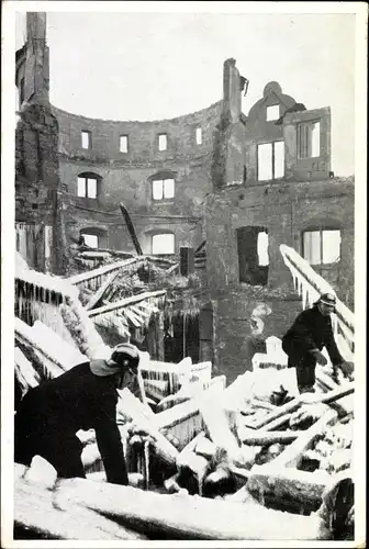 Ak Stuttgart in Baden Württemberg, Brandkatastrophe Dezember 1931, Winter, Feuerwehr