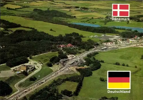 Ak Wassersleben Harrislee in Schleswig Holstein, Deutsch dänische Grenze, Fliegeraufnahme