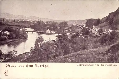 Ak Wolfratshausen im Kreis Bad Tölz Wolfratshausen, Ortschaft von der Natzihöhe