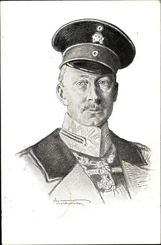 Künstler Ak Kronprinz Wilhelm von Preußen, Portrait, Totenkopfhusar, Schirmmütze