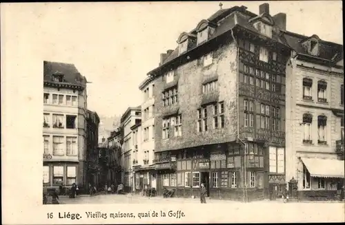 Ak Liège Lüttich Wallonien, Vieilles maisons, quai de la Goffe, Straßenpartie