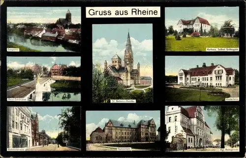 Ak Rheine in Nordrhein Westfalen, Solbad Gottesgabe, Kinderheim, Amtsgericht, Basilika, Gymnasium