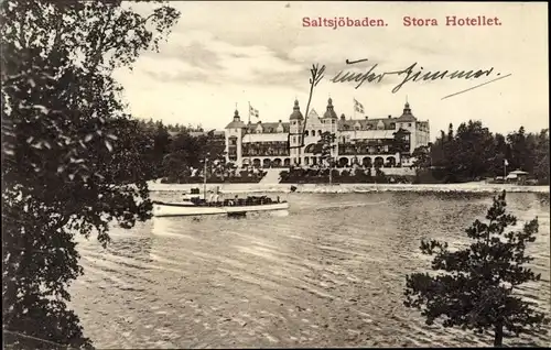 Ak Saltsjöbaden Schweden, Stora Hotellet, Altes Hotel, Wasseransicht