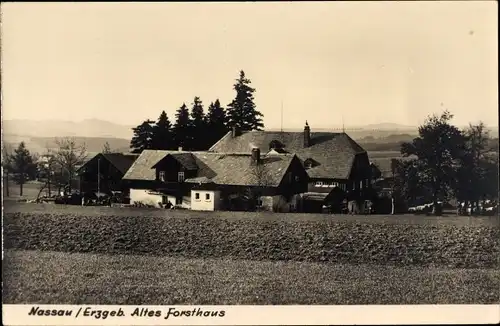 Ak Nassau Frauenstein im Erzgebirge, Altes Forsthaus, Umgebungspanorama