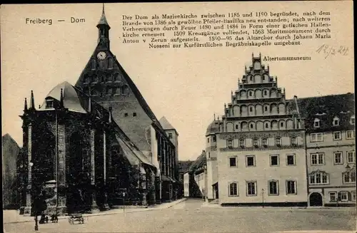 Ak Freiberg im Kreis Mittelsachsen, Blick zum Dom und Altertumsmuseum