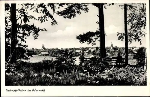 Ak Strümpfelbrunn Waldbrunn im Neckar Odenwald Kreis, Waldblick auf den Ort