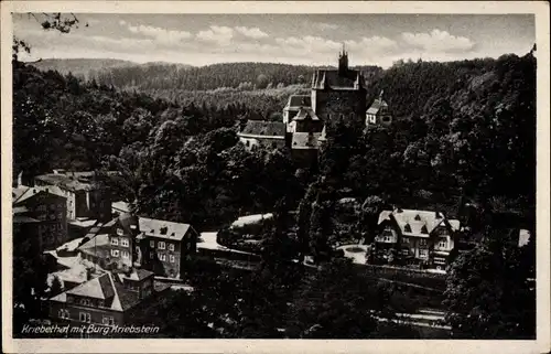 Ak Kriebstein Mittelsachsen, Blick über Kriebethal mit Burg Kriebstein