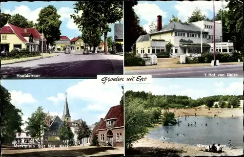 Ak Epe Gelderland Niederlande, Hoofdstraat, 't Hof van Gelre, Marktplein, Kerk, Nieuwe Viiver