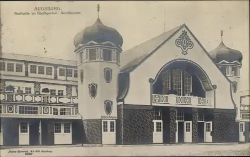 Ak Augsburg in Schwaben, Festhalle im Stadtgarten, 50jh Feier Schwäb. Bayerisch. Sängerbund 1913