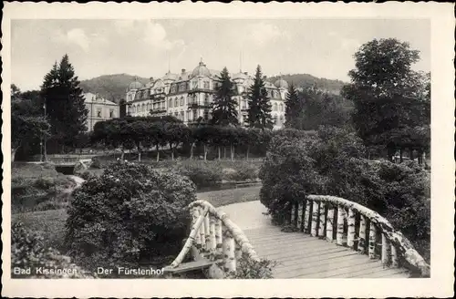 Ak Bad Kissingen Unterfranken Bayern, Ansicht vom Fürstenhof, Holzbrücke