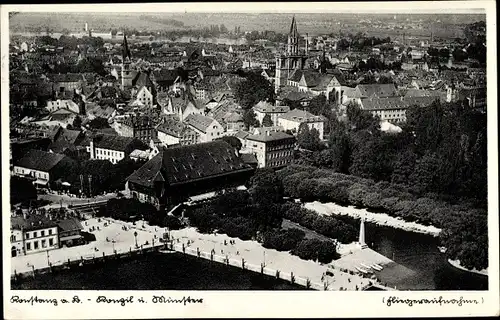 Ak Konstanz am Bodensee, Fliegeraufnahme, Blick zum Münster, Hafen, Altstadt