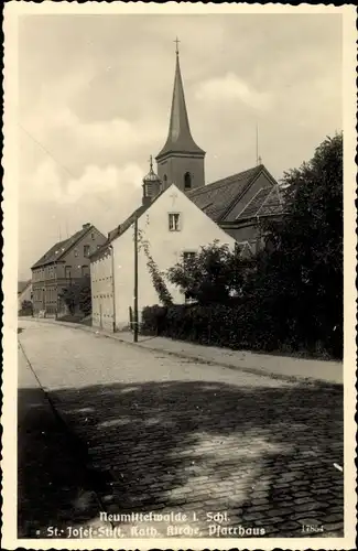 Ak Międzybórz Neumittelwalde Schlesien, St. Josef Stift, Kath. Kirche, Pfarrhaus