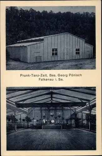 Ak Falkenau Flöha in Sachsen, Prunk Tanz Zelt, Bes. Georg Pönisch