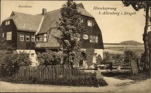 Ak Hirschsprung Altenberg im Erzgebirge, Blick auf Buschhaus