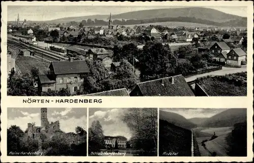 Ak Nörten in Niedersachsen, Bahnhof, Ruine Hardenberg, Schloss, Rodetal