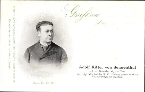 Ak Adolf Ritter von Sonnenthal, Schauspieler, K. K. Hofburgtheater in Wien, Oberregisseur
