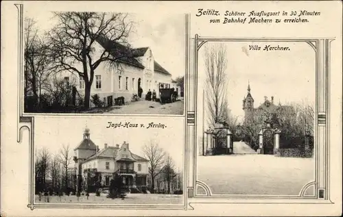 Ak Zeitlitz Bennewitz in Sachsen, Gasthof, Jagdhaus von Arnim, Villa Kerchner