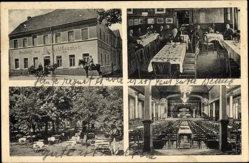 Ak Zwenkau in Sachsen, Gasthof zum Bergschlösschen, Inh. Reinhold Senf, Garten, Saal, Gäste