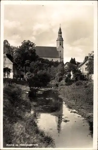 Ak Niederoderwitz Oderwitz im Landkreis Görlitz, Blick auf die Kirche