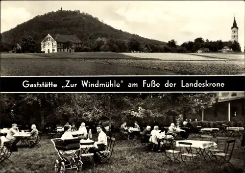 Ak Kunnerwitz Görlitz in der Lausitz, Gaststätte Zur Windmühle am Fuße der Landeskrone