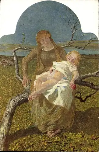 Künstler Ak Segantini, Giovanni, Mutterglück, Mutter mit Kind