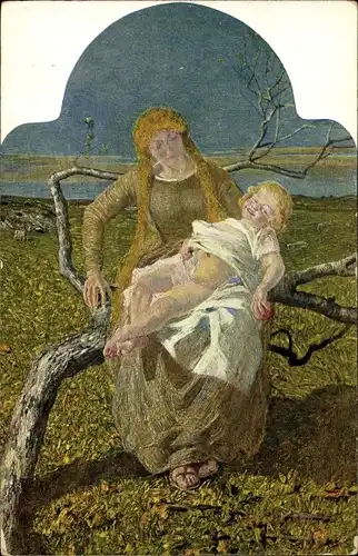 Künstler Ak Segantini, Giovanni, Mutterglück, Frau mit Kind