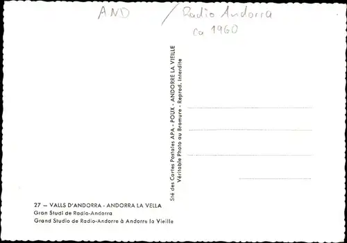 Ak Andorra la Vella Andorra, Radio Andorra, Gran Studi de Radio Andorra, Hauptstudio des Senders