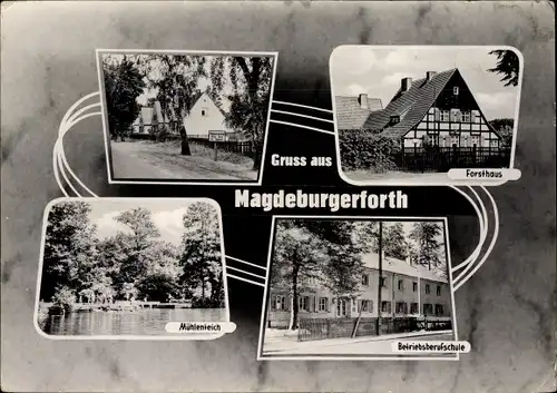 Ak Magdeburgerforth Möckern im Jerichower Land, Forsthaus, Mühlentich, Betriebsberufsschule