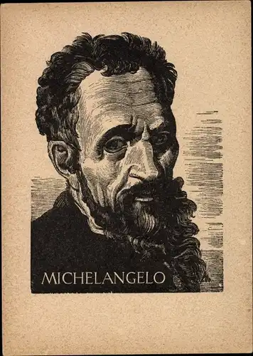 Künstler Ak Stratil, Karl, Portrait des Malers M. Buonarroti Michelangelo, Holzschnitt
