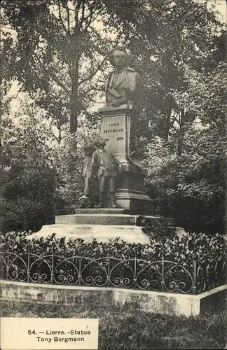 Ak Lierre Flandern Antwerpen, Statue Tony Bergmann, Frans Joris
