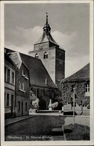 Ak Osterburg in der Altmark in Sachsen Anhalt, Blick auf die St. Nicolai Kirche