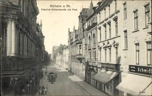 Ak Mülheim Köln Nordrhein Westfalen, Friedrich Wilhelm Straße mit Post