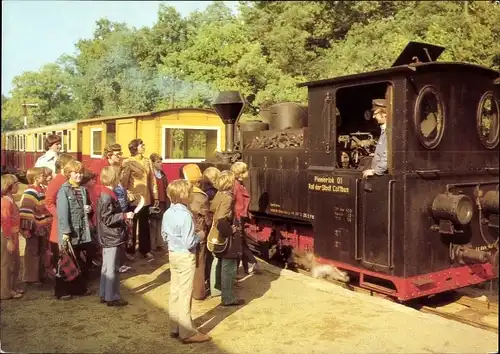 Ak Pioniereisenbahn Cottbus, Deutsche Eisenbahn, Dampflokomotive, DDR