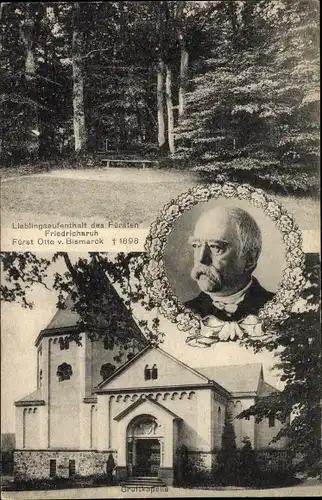 Ak Friedrichsruh Aumühle, Fürst Otto von Bismarck, Portrait, Gruftkapelle