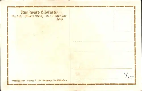 Künstler Ak Welti, Albert, Der Reiter der Höhe, Allegorie