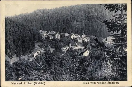 Ak Neuwerk Rübeland Oberharz am Brocken, Stadtansicht vom weißen Stahlberg