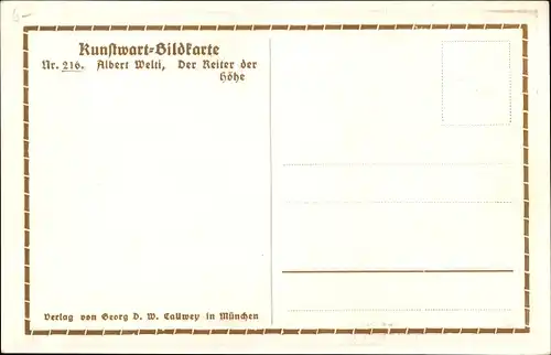 Künstler Ak Welti, Albert, Nr. 216, Der Reiter der Höhe, Abstraktes Gemälde