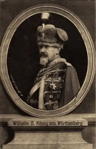 Passepartout Ak Wilhelm II, König von Württemberg, Husar, Wohlfahrtskarte, I. WK