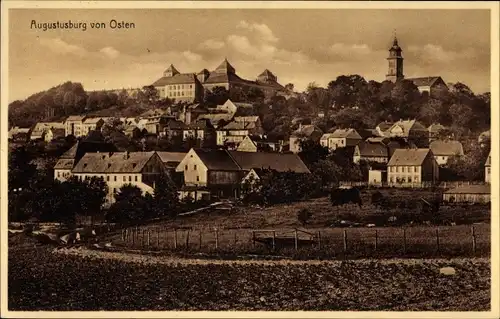 Ak Augustusburg im Erzgebirge, Blick auf den Ort von Osten