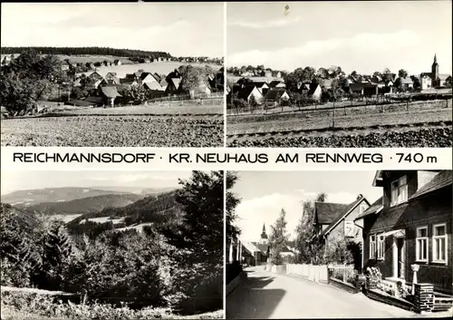 Ak Reichmannsdorf Kreis Neuhaus am Rennweg in Thüringen, Gesamtansicht, Landschaft, Strassenansicht
