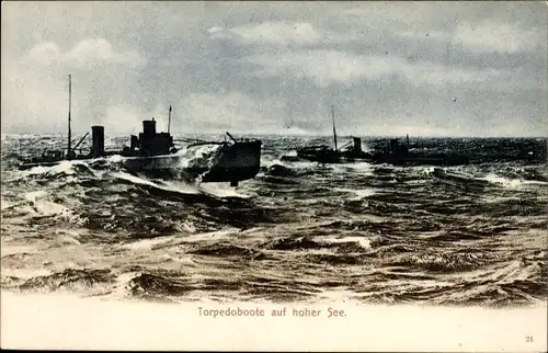 Ak Deutsches Kriegsschiff, Torpedoboote auf hoher See, Kaiserliche Marine
