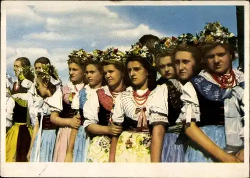 Ak Die Jugend der Welt will den Frieden, Glückliche Jugend Polens, Mädchen in polnischer Tracht