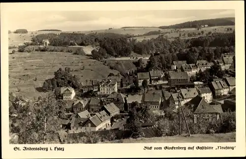 Ak St. Andreasberg Braunlage im Harz, Blick vom Glockenberg auf Gasthütte Neufang