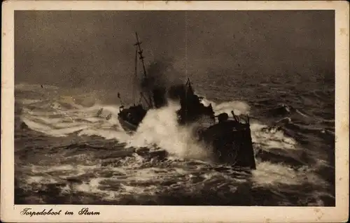 Ak Deutsches Kriegsschiff, Torpedoboot im Sturm, Kaiserliche Marine