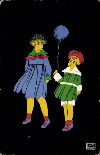 Künstler Ak Kallenbach, Hilde, Kinder mit einem Luftballon