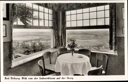 Ak Bad Driburg im Kreis Höxter, Blick von der Sachsenklause auf der Iburg