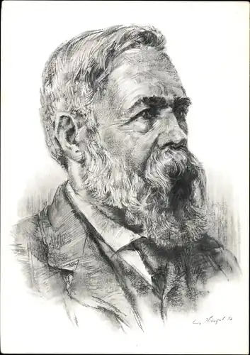 Künstler Ak Augst, Gerhard, Philosoph und Gesellschaftstheoretiker Friedrich Engels, Portrait