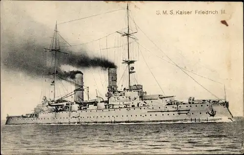 Ak Deutsches Kriegsschiff, SMS Kaiser Friedrich III, Kaiserliche Marine