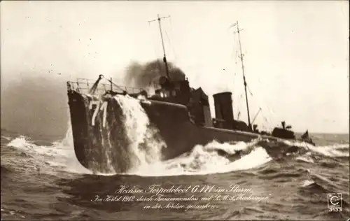 Ak Deutsches Kriegsschiff, Hochsee Torpedoboot G 171 im Sturm, Kaiserliche Marine